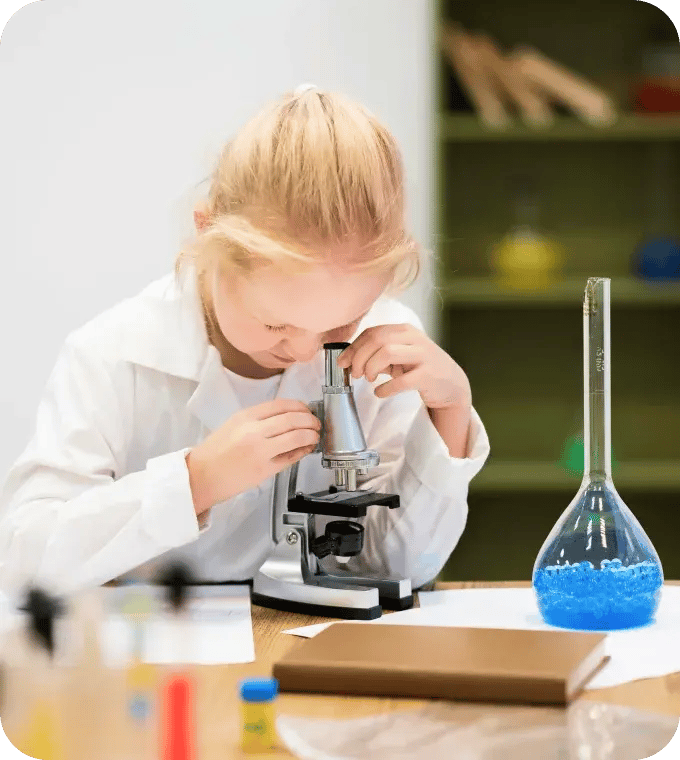 Child involved in a science experiment