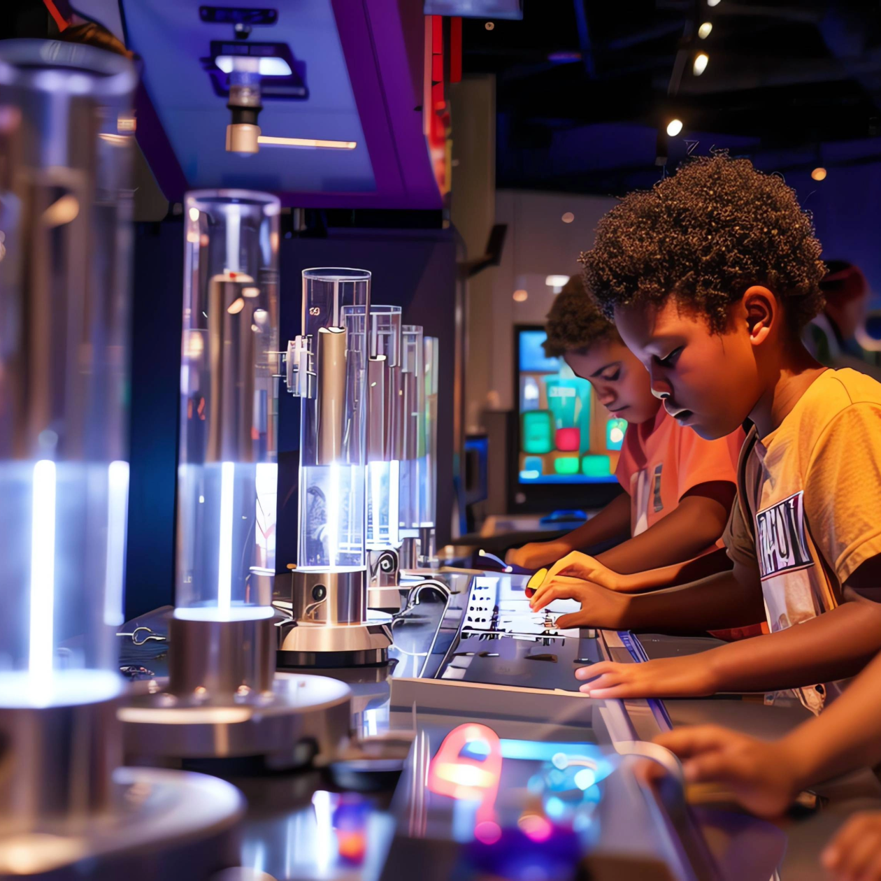 Brothers at an Interactive workshop in a science museum