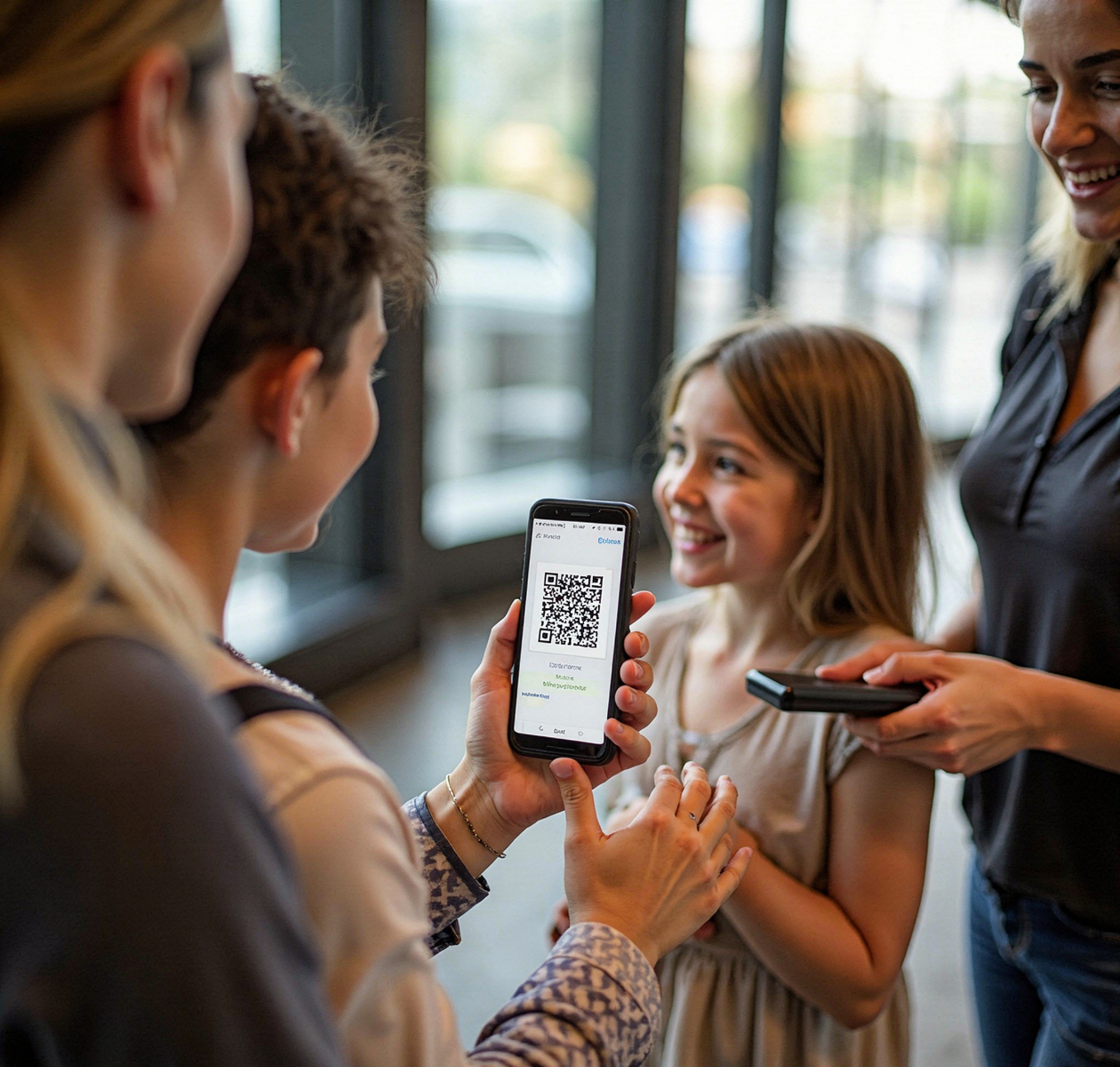 Family get their QR tickets ready for a visitor attraction 