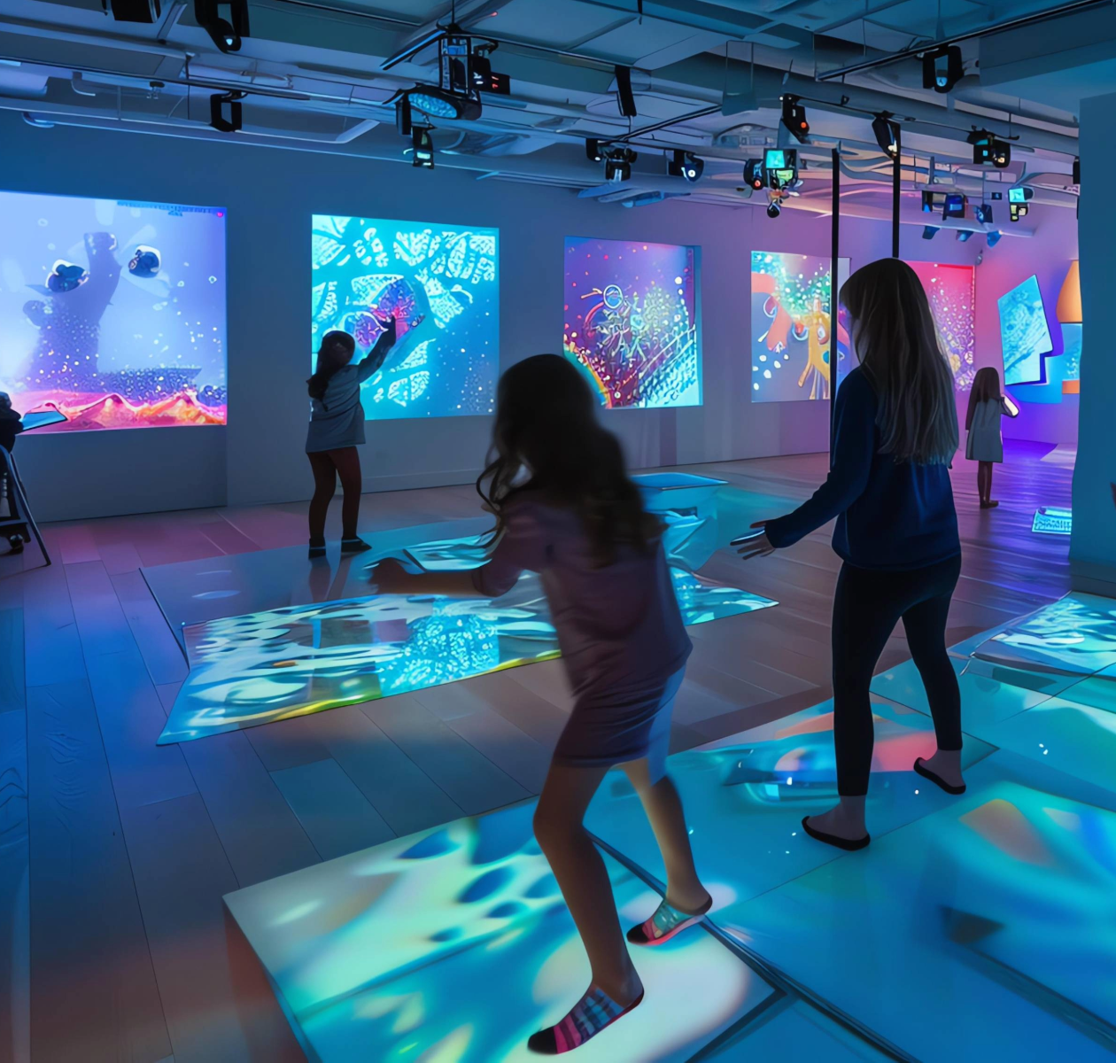 Children interactive with a light show